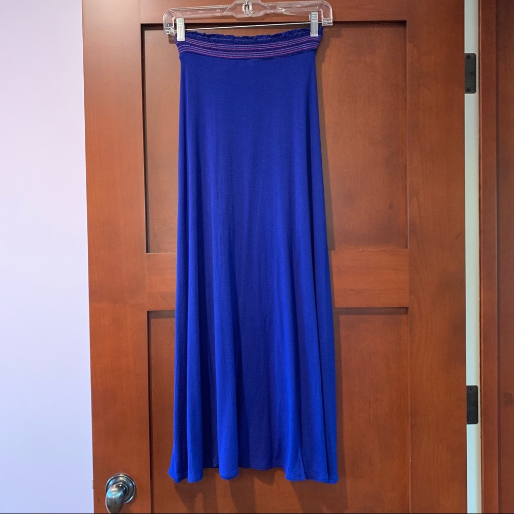 Rolla Coaster Maxi Skirt Royal Blue Multi Color Band